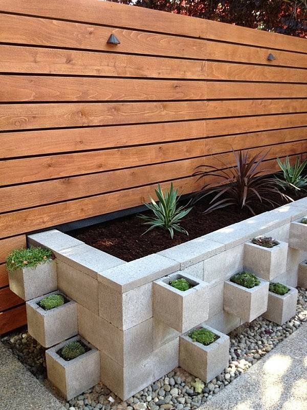 raised bed out of cinder blocks
