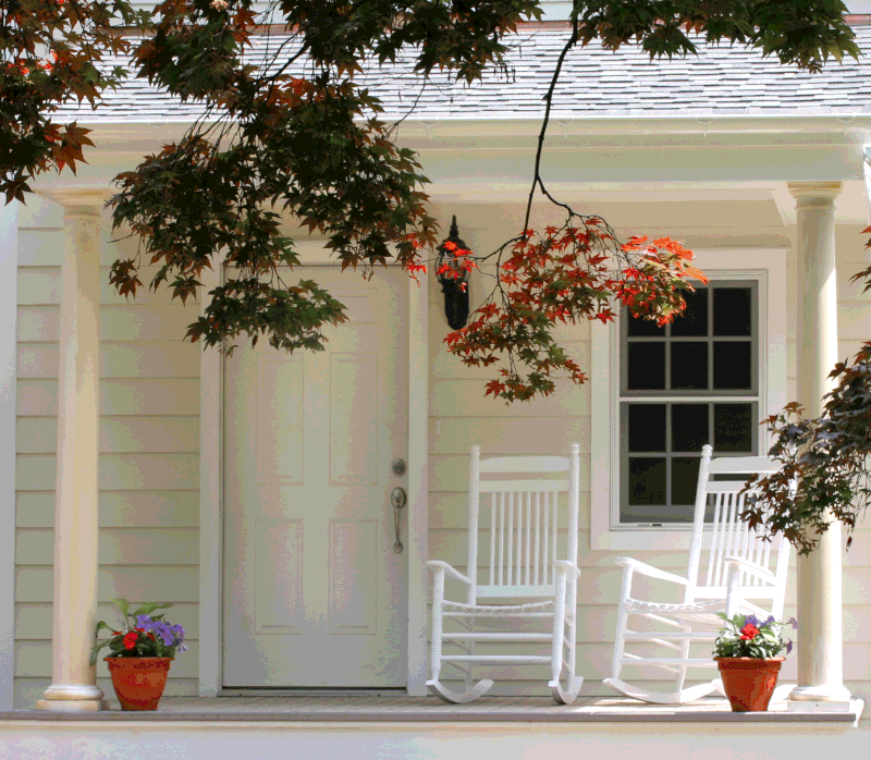 A tiny but inviting front porch
